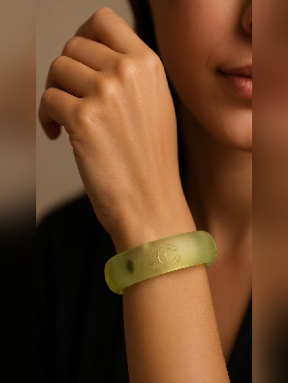Chanel Coco Mark Resin Green Bangle - Picture 2 of 11